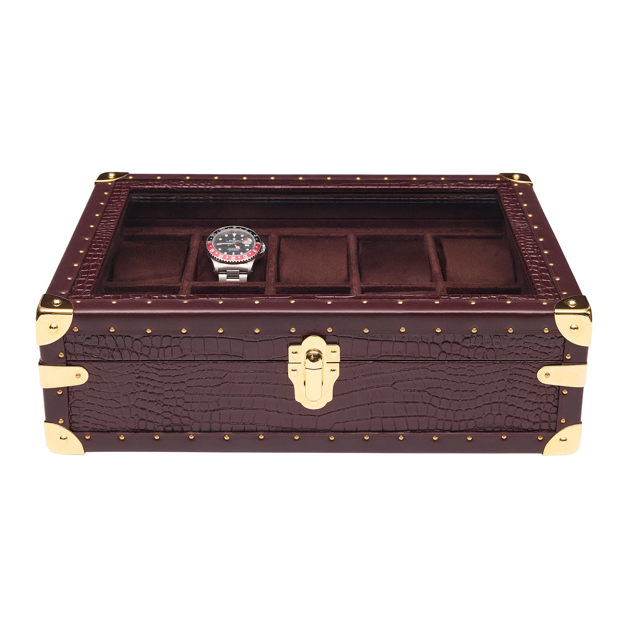 Rapport - Brompton Optic 10 Watch Box in Brown Croco | L283