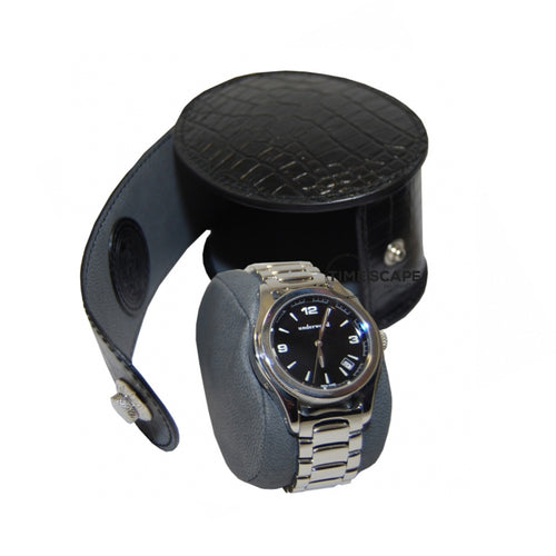 Gray-blue crocodile watch stand - Luxury leathergoods